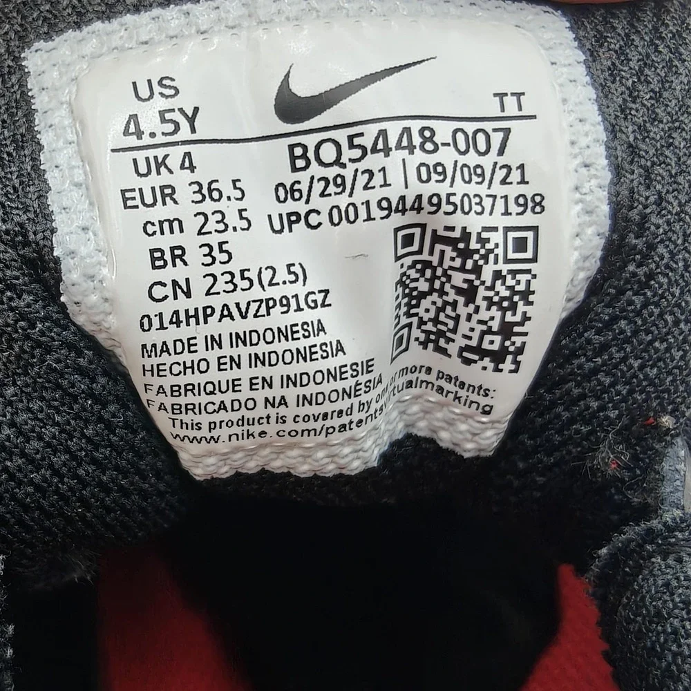 Nike Court Borough Low 2 Shoes Youth Size 4.5Y Black Red Sneaker GS BQ5448-007